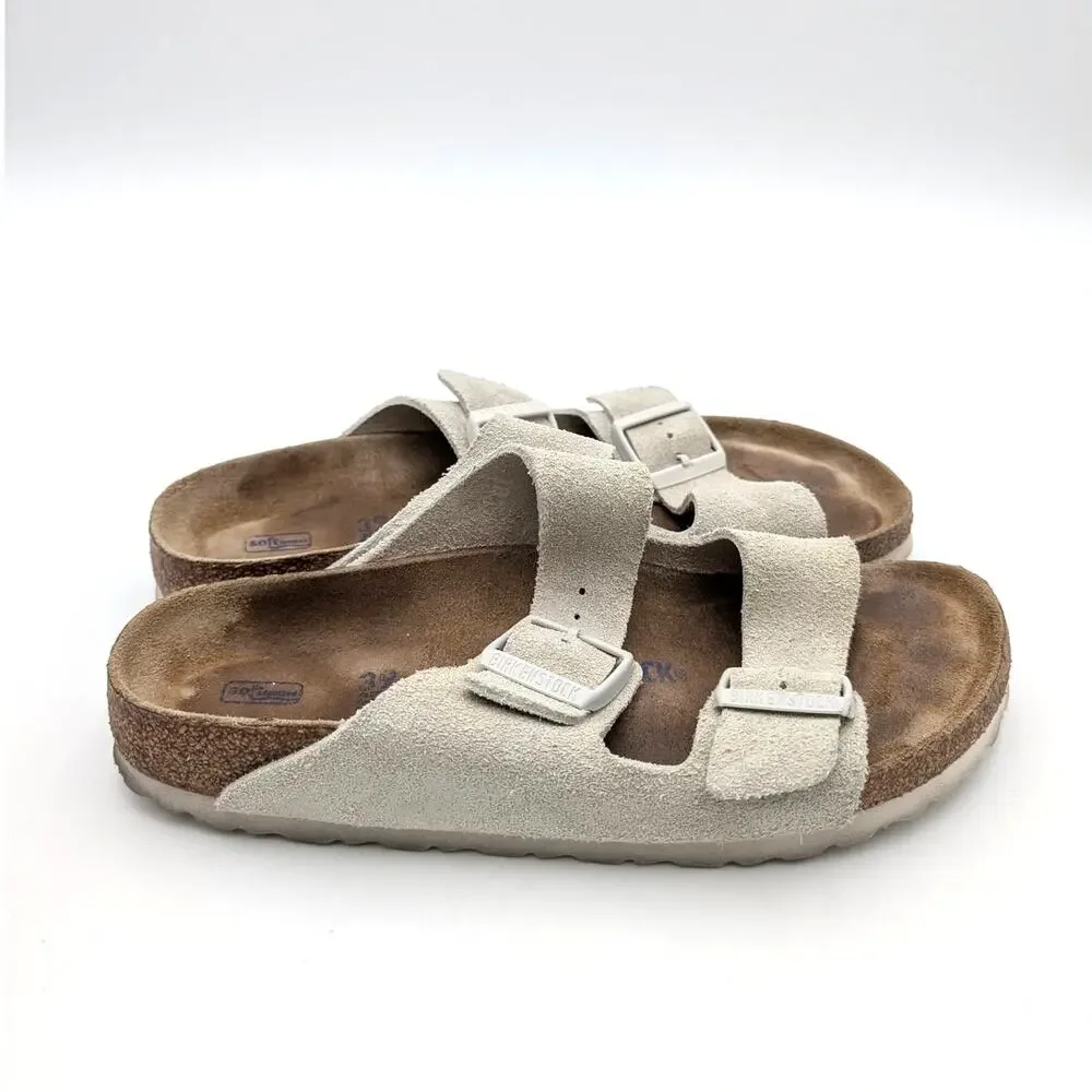 Birkenstock Arizona Soft Footbed Leather Sandal Unisex Oyster Sz USW8/M6 EU39 - Picture 3 of 10